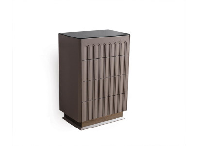 Moderne Braune Kommode 4-türige Stauraum Kommoden Wohnzimmer Holz Möbel