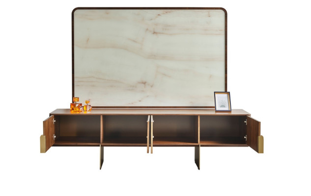 Wohnzimmer Set Luxuriös 2x Bücherschränke und TV Lowboard TV Rahmen 4tlg