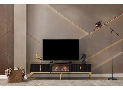  Schwarzes TV-Lowboard neue luxuriöse Möbel MDF-Metall für Wohnzimmer