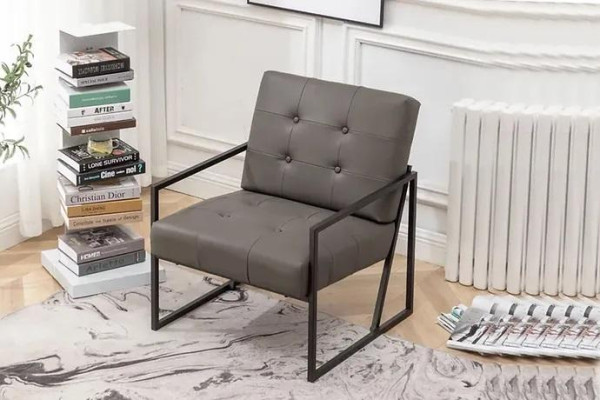  Wohnzimmer Sessel Dunkelgrau 1-Sitzer Metallbeine + Textilpolsterung