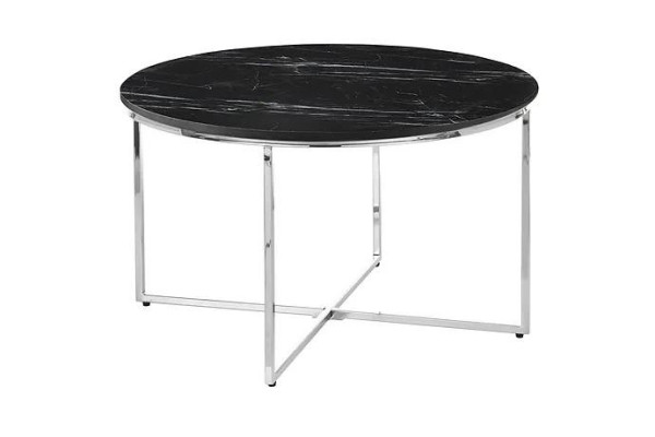  Runder Couchtisch Wohnzimmer Schwarz MDF + Metall X-beine neu Luxus