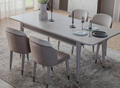  Luxuriöser Auszihbarer Tisch Designer Moderne Esszimmer Textil Stühle