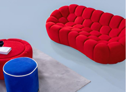  Moderne Polster Garnitur Exklusiver 3-Sitzer Sofa Luxuriöse 2x Hocker