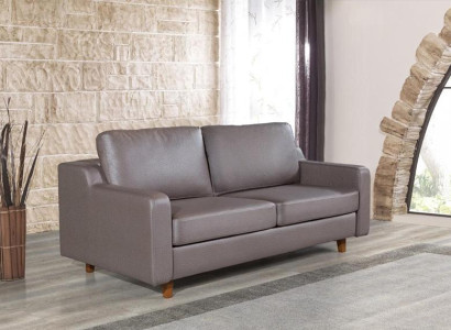  Graues Ledersofa Designer 3-Sitzer Wohnzimmer Couchen Polster Möbel