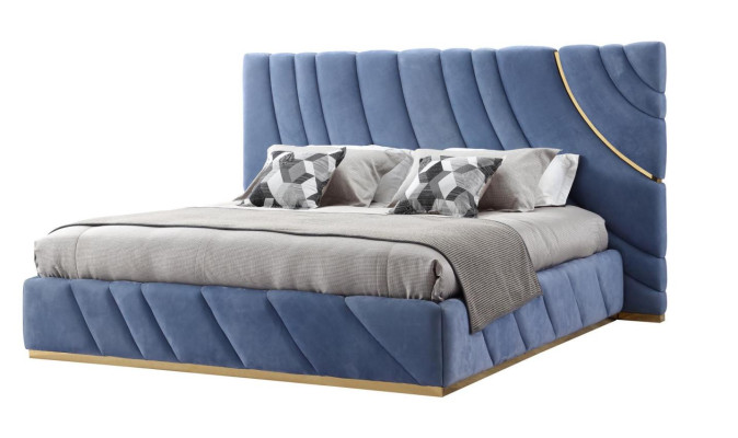 Schlafzimmer set Bett 2x Nachttische 3tlg. Blau neu Modern Komplett Luxus Möbel
