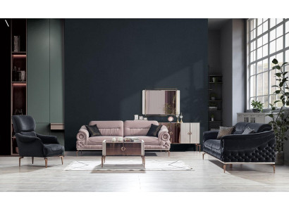 Stilvolles Wohnzimmer Set Designer Dreisitzer Polster Sessel Couchtisch
