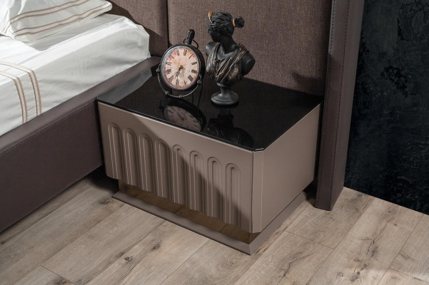 Braunes Schlafzimmer Set Modernes Doppelbett Nachttische 3tlg Garnitur