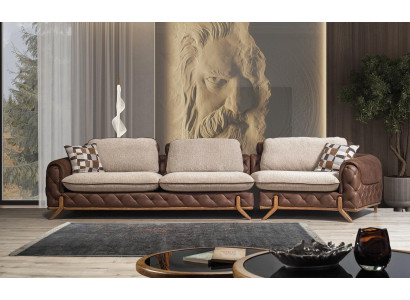 Stilvoller 4-Sitzer Luxus Sofas Wohnzimmer Couchen Exklusives Ledersofa