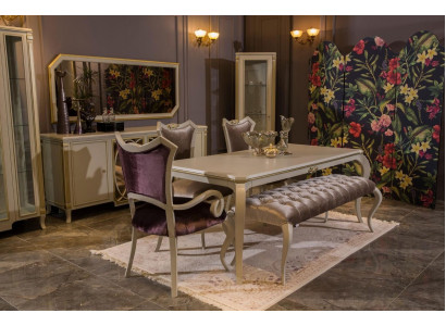 Design Esszimmer Set 8tlg Esstisch Stuhl Kommode Vitrine Hocker Holz