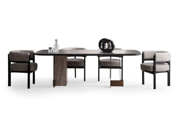 Designer Esszimmer Garnitur Esstisch 6x Stühle Anrichte Spiegel 9tlg