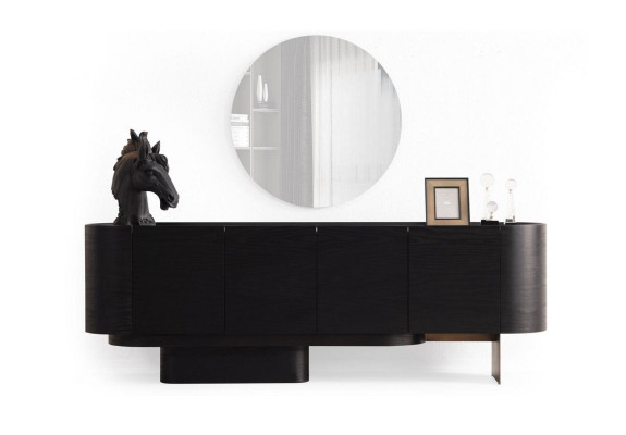 Designer Esszimmer Garnitur Esstisch 6x Stühle Anrichte Spiegel 9tlg