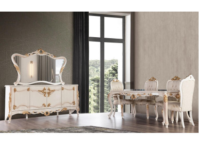 Esstisch Garnitur Gruppe Esszimmer Tisch Stuhl Set Anrichte Spiegel 6tlg