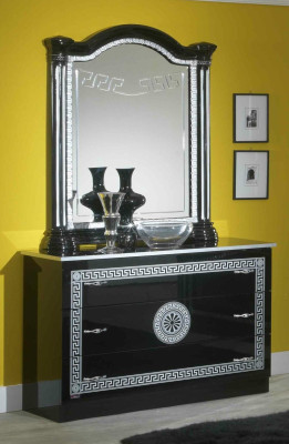 Schwarzes Schlafzimmer Komplett Set Kommode Stil Bett Garnitur 6tlg. Barock Neu