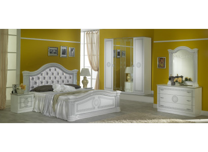 Komplettes Schlafzimmer Set Design Modern Luxus Bett 2x Nachttisch 6 tlg Schrank