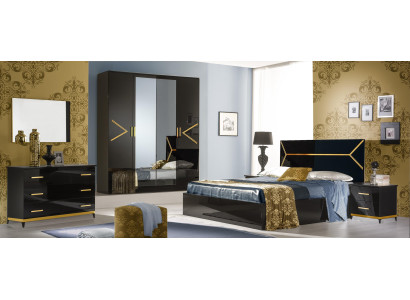 Klassisches Schlafzimmer Set Garnitur Luxus Modern Stil Bett 6 tlg. Holz Kommode