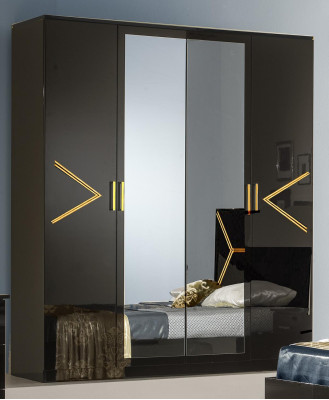 Klassisches Schlafzimmer Set Garnitur Luxus Modern Stil Bett 6 tlg. Holz Kommode