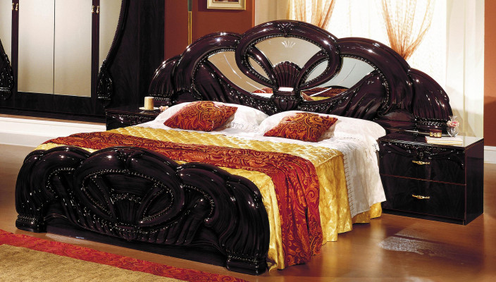 Königliches Design Bett 2x Nachttische Schlafzimmer Garnitur 3tlg. Set Holz Neu