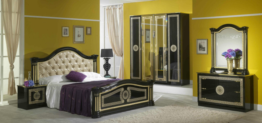 Schlafzimmer 3 tlg. Set Bett 2x Nachttisch Konsole Betten Chesterfield Polster