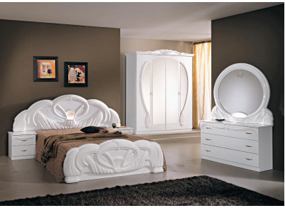 Schlafzimmer Set Modern Stil Holz Schrank Bett Luxus 6 tlg. Set Weiß Betten neu
