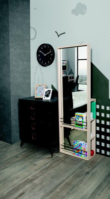 Kommode mit Spiegel Jugendzimmer Schwarz Möbel Holz Regal Kommoden 