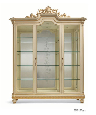 Vitrine Schränke Vitrinen Holz Luxus Wohnzimmer Möbel Schrank Beige