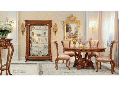 Garnitur Esszimmer Esstisch Stuhl Vitrine Essgruppe Braun Set 7tlg