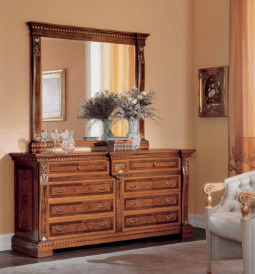 Gruppe Sideboard Spiegel Kommode Schränke Holz Möbel Braun Schlafzimmer 