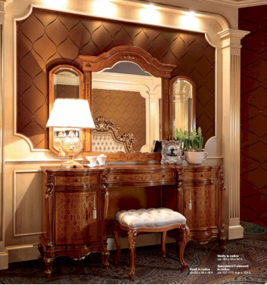 Luxus Schminktisch Spiegel Frisiertisch Braun Schlafzimmer Set