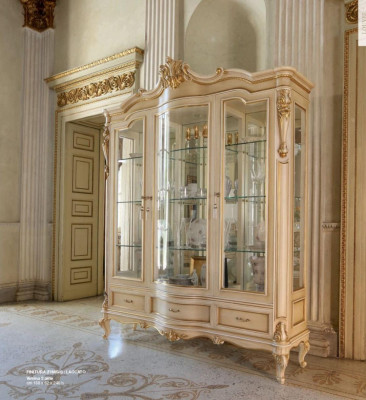 Luxus Vitrine Beige Farbe Perfekte Möbel für Wohnzimmer Holzvitrine