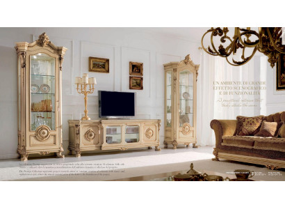 RTV Lowboard TV Ständer Sideboard Holz Tisch Beige Wohnzimmer Barock