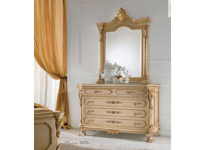 Gruppe Kommode Spiegel Sideboard Set Schränke Schlafzimmer Beige 2tlg