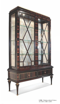 Vitrine Schränke Vitrinen Luxus Schrank Wohnzimmer Holz Braun Glas