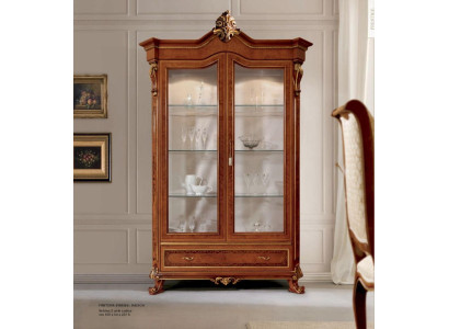 Vitrine Luxus Schränke Vitrinen Holz Wohnzimmer Möbel Gold Barock