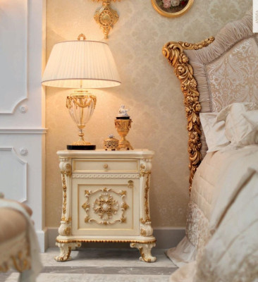 Nachttische Nachttisch Konsolen Beistell Tisch Nachtkonsolen Luxus Beige Barock