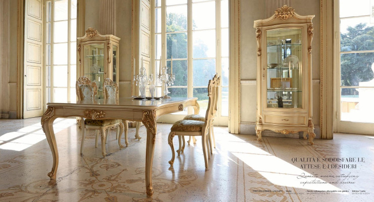 Vitrine Luxus Schränke Holz Vitrinen Wohnzimmer Möbel Beige Barock