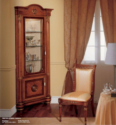 Vitrine Eck Schränke Eckvitrine Holz Wohnzimmer Möbel Braun Barock
