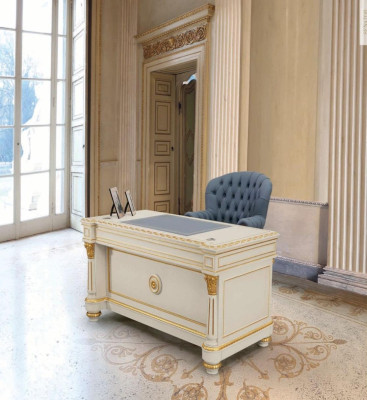 Elegante Schreibtisch Tische Holz Büro Office Tisch Stil Barock Weiß Möbel