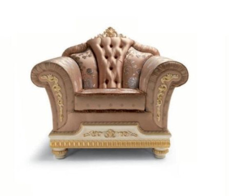 Sessel Luxus Sitzer Stoff 1 Sitzer Wohnzimmer Möbel Beige Barock Holz