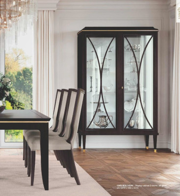 Vitrine Schränke Vitrinen Braun Schrank Luxus Wohnzimmer Holz Glas