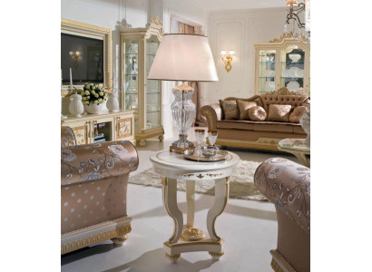 Beistelltisch Couchtisch Tisch Wohnzimmer Möbel Rund Beige Holz