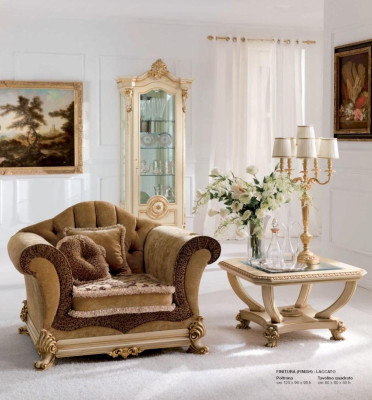 Sessel Luxus Sitzer Ohrensessel Stoff Braun Wohnzimmer Möbel Barock