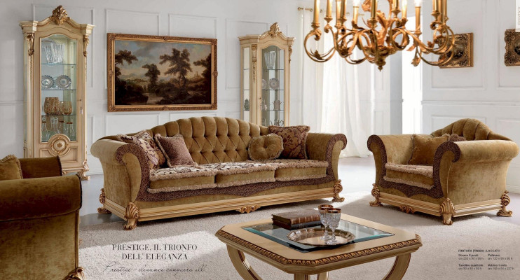 Sessel Luxus Sitzer Ohrensessel Stoff Braun Wohnzimmer Möbel Barock