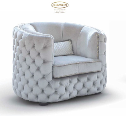 Chesterfield Sessel Sitzer 1 Sitz Stoff Cocktailsessel Luxus Grau 