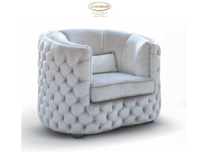 Chesterfield Sessel Sitzer 1 Sitz Stoff Cocktailsessel Luxus Grau 