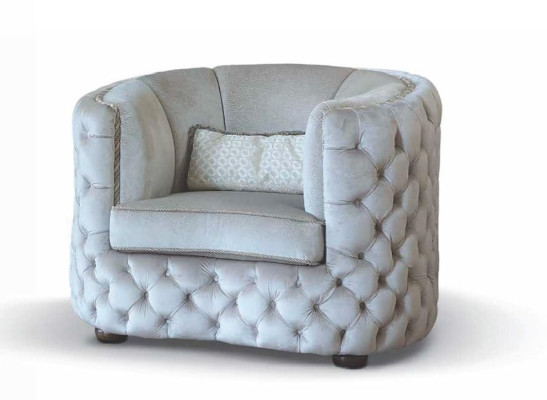 Chesterfield Sessel Sitzer 1 Sitz Stoff Cocktailsessel Luxus Grau 