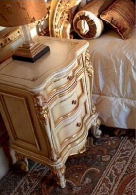 Nachttische Nachttisch Konsolen Beistell Tisch Schlafzimmer Holz Beige Luxus Neu