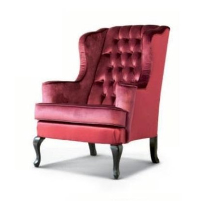 Sessel Luxus Sitzer Sitz 1 Stoff Rot Chesterfield Wohnzimmer Möbel 