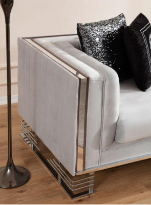 Weiß-Schwarze Couchgarnitur Wohnzimmer Sofas Dreisitzer Polster Sessel