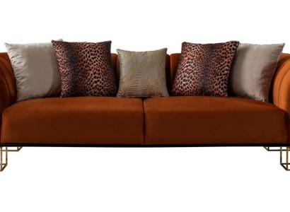 Wohnzimmer Sitzmöbel Oranger 3-Sitzer Luxuriöse Couch Metallfüße