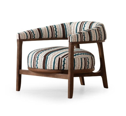 Designer Muster Sessel Wohnzimmer Einsitzer Armlehnen Holz Sitz Möbel